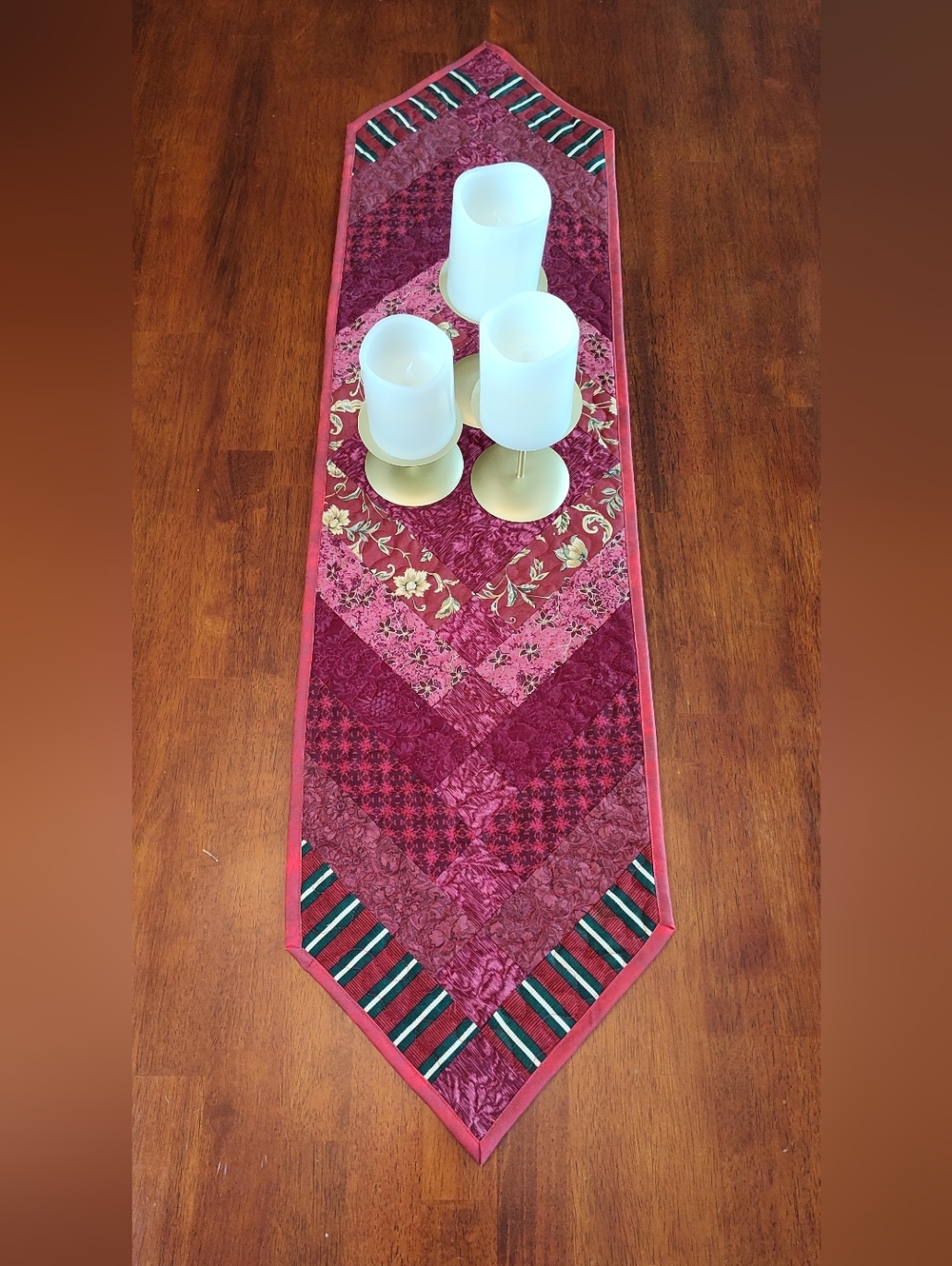 Crimson Crush! NEW HANDMADE Quilted Table Runner -  12" X 46"